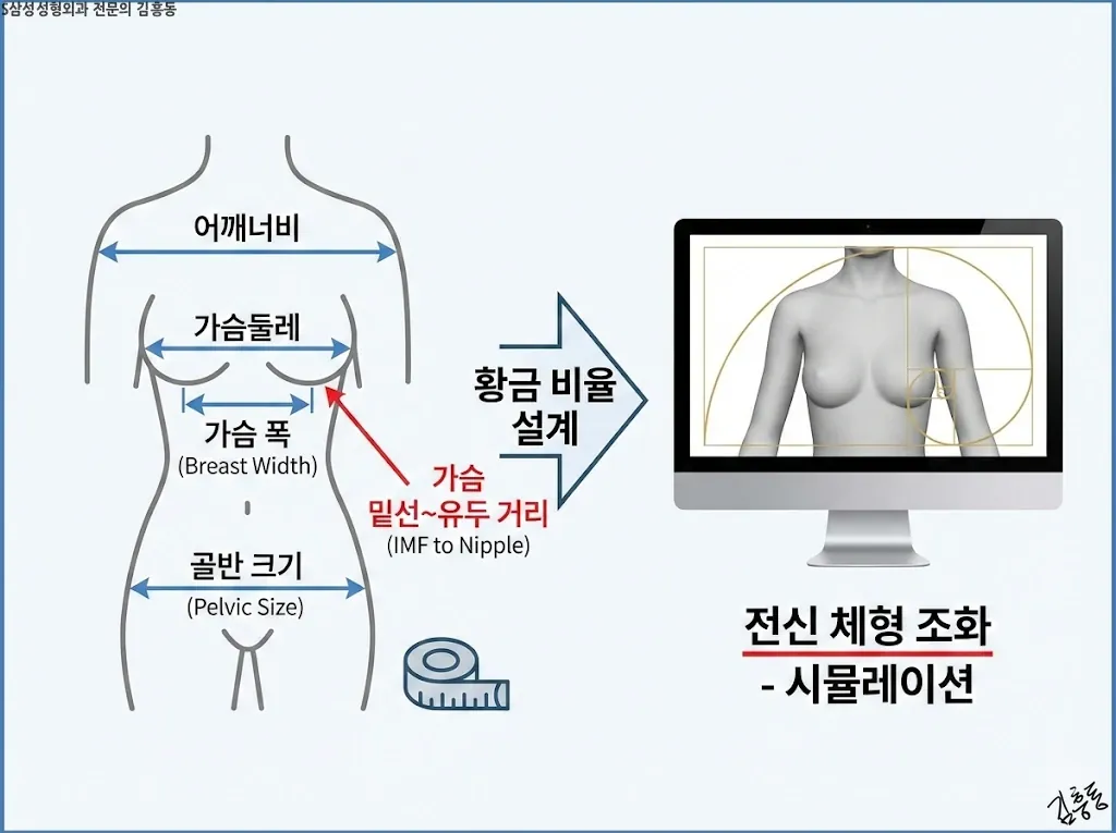 가슴 축소 수술 방식별 절개선 위치와 장단점 비교표