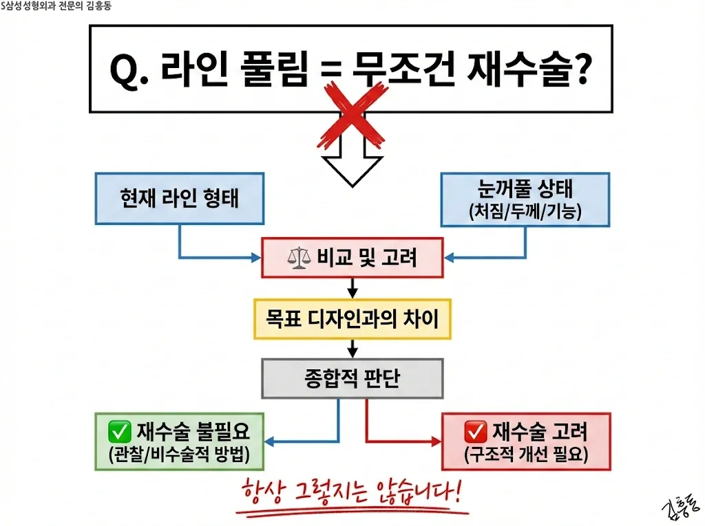 풀림이 곧 재수술을 의미하진 않는다는 답변