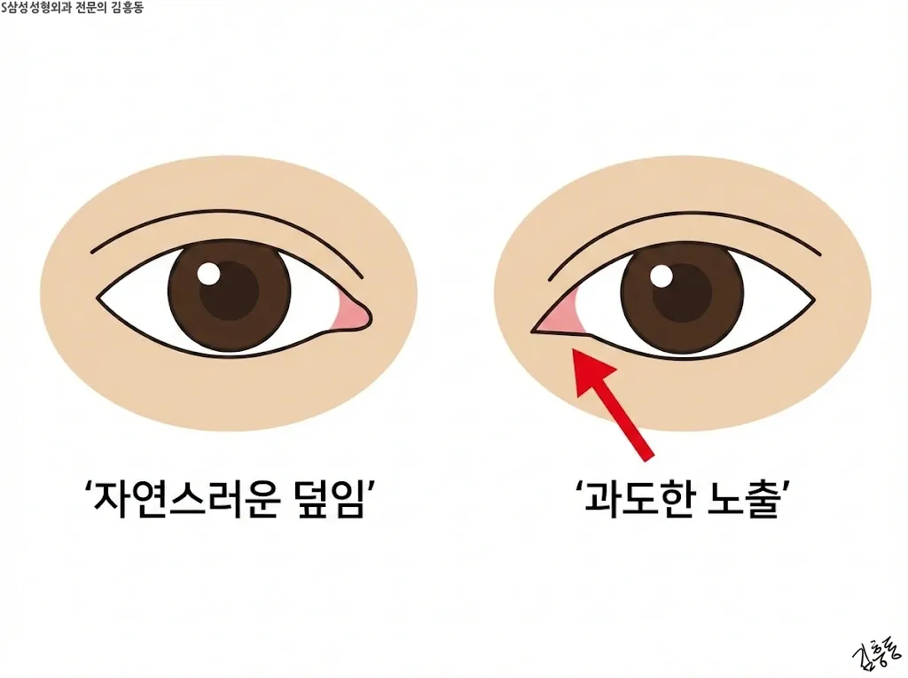 눈앞머리 노출 정도와 인상 변화