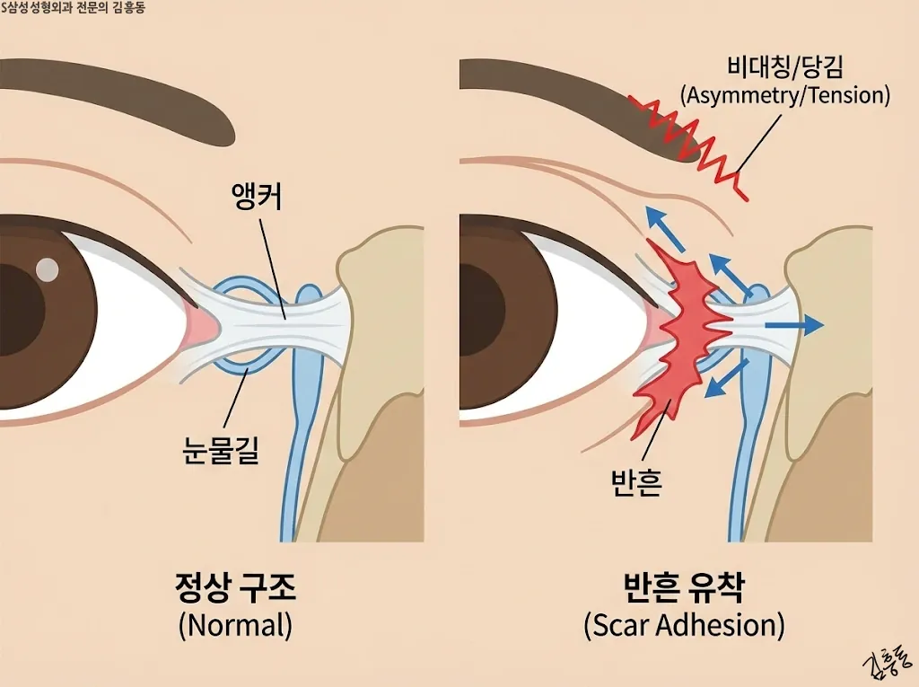 내안각인대·눈물길과 반흔 붙음의 관계