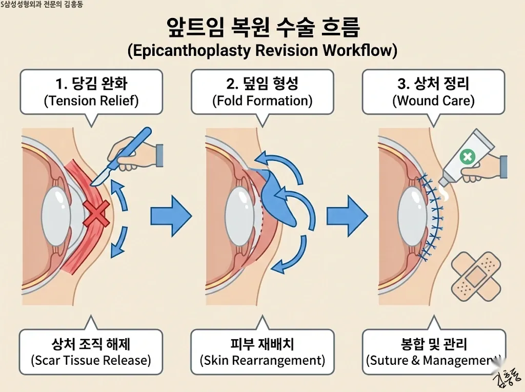 앞트임 복원 수술 흐름 요약
