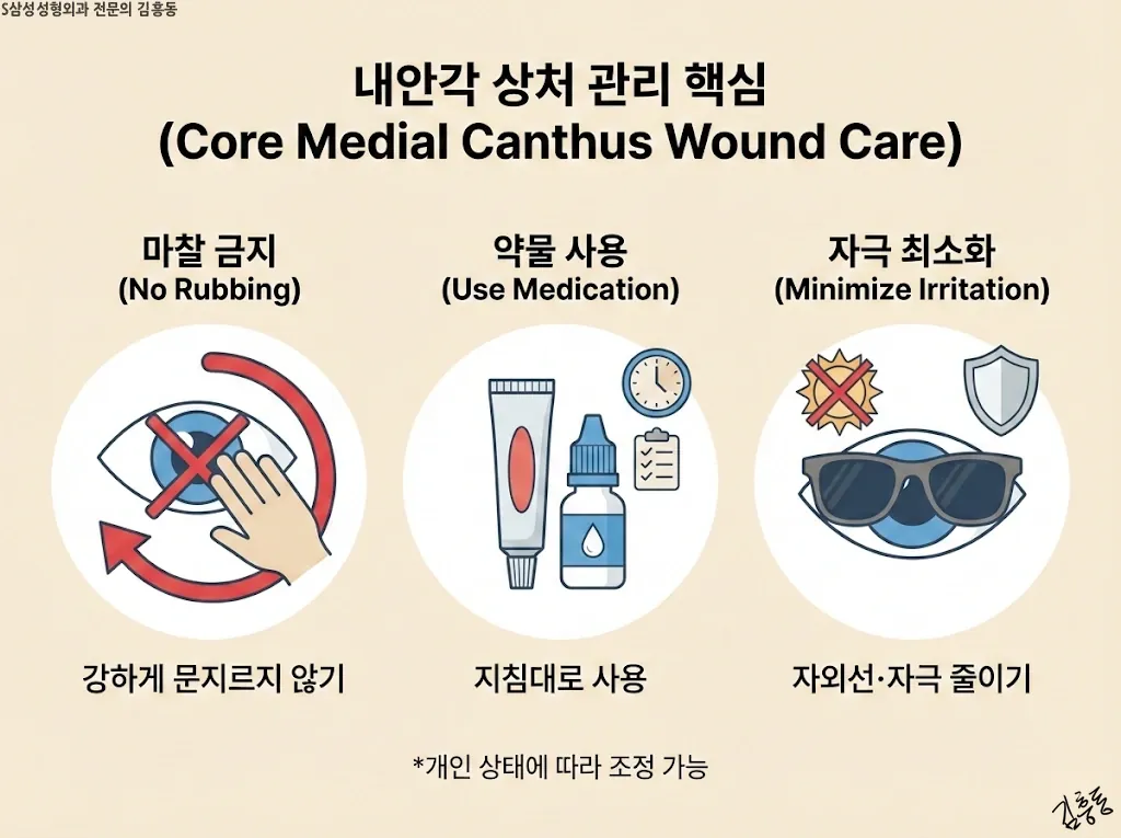 내안각 상처 관리 핵심 요약