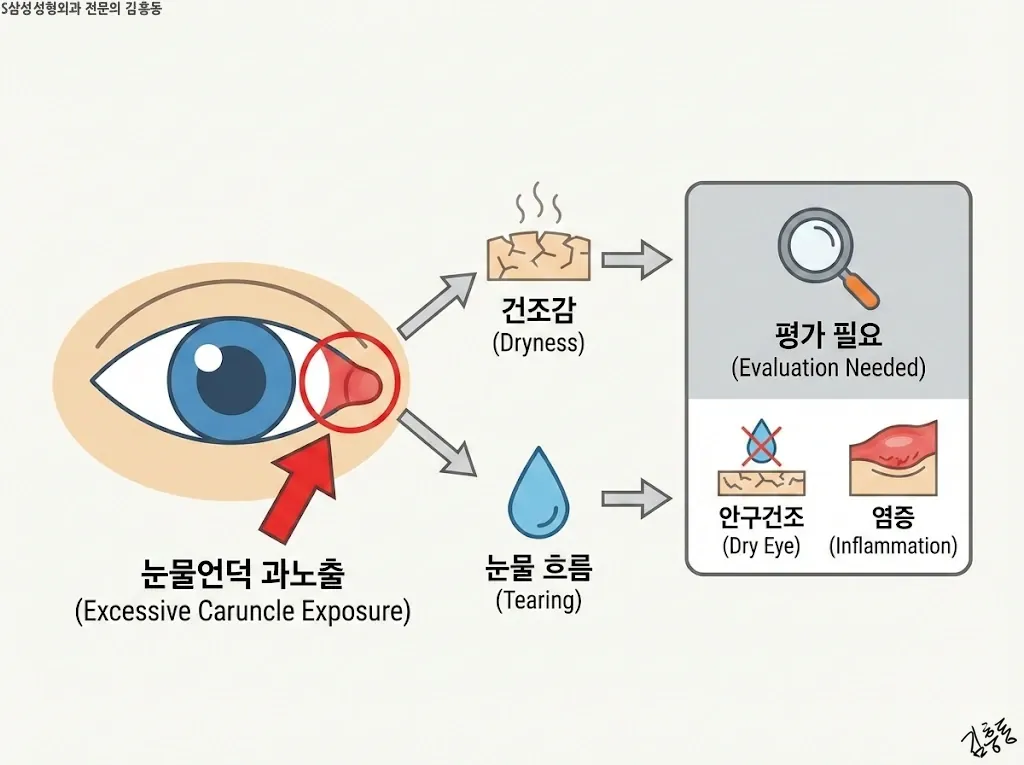눈물언덕 노출과 기능 증상 평가