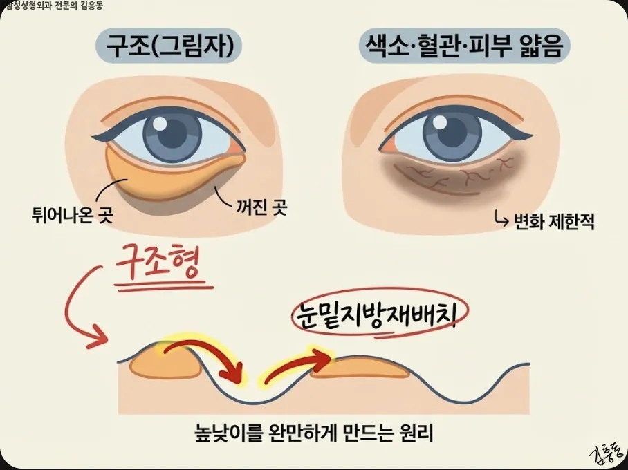 눈밑 음영 원인과 수술 원리 요약