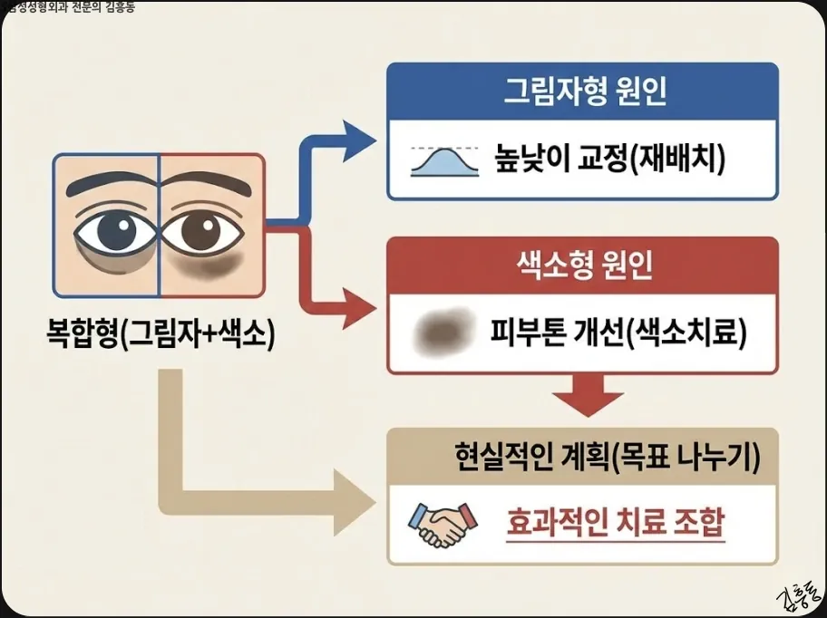 복합형 눈밑 음영에서 목표를 나누는 이유