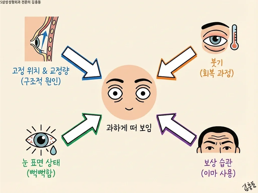 과하게 떠 보이는 원인 요약