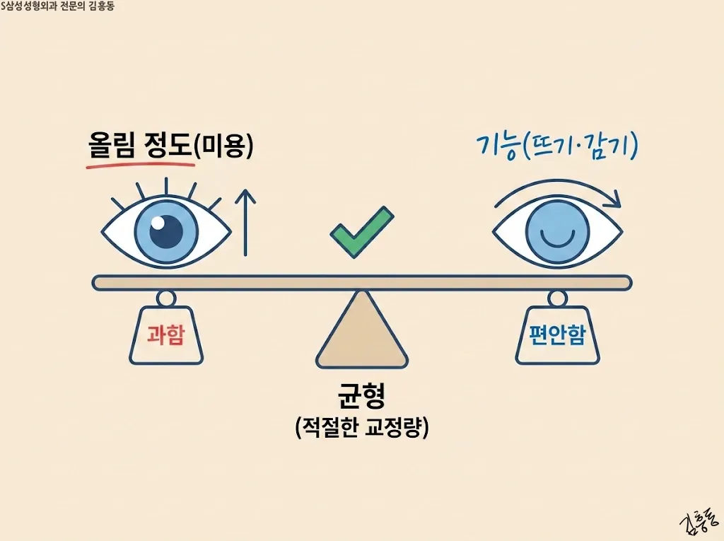 눈매교정의 정도와 기능 불편의 동반 패턴