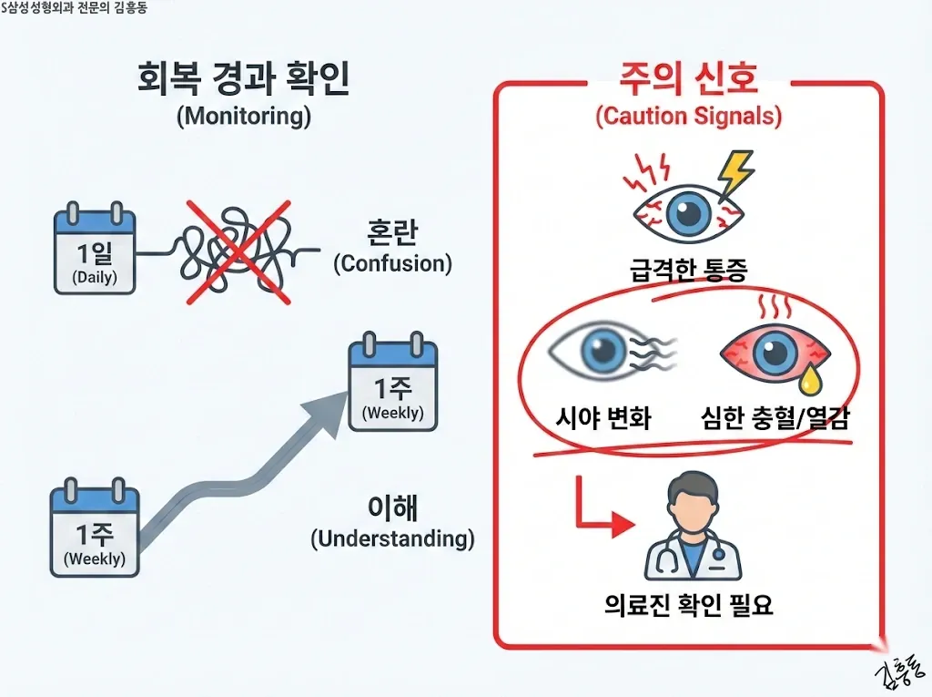 주 단위 경과 관찰 방법과 경고 신호