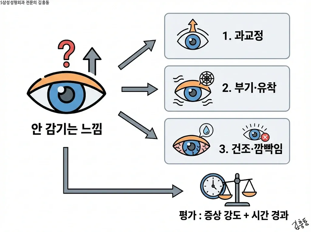 눈감는 정도가 불편해지는 여러 경로