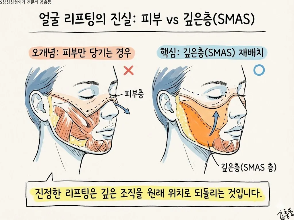 대구안면거상은 무엇을 당기는 수술인가 — 피부와 깊은층의 역할 구분