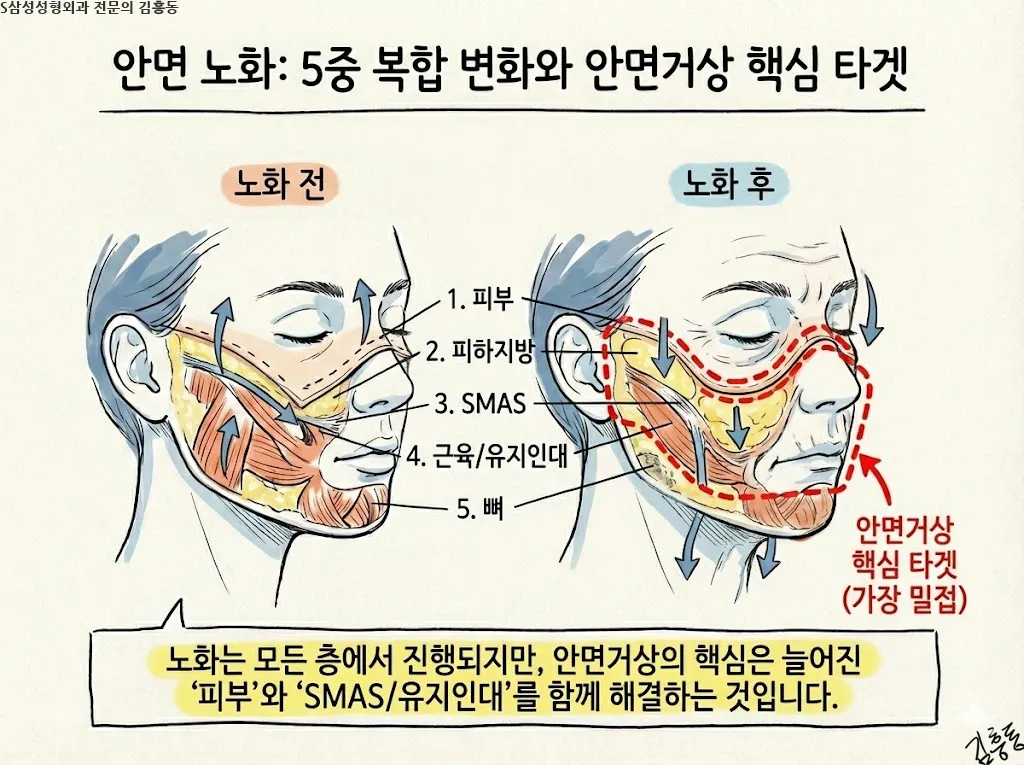 대구안면거상은 무엇을 당기는 수술인가 — 피부와 깊은층의 역할 구분