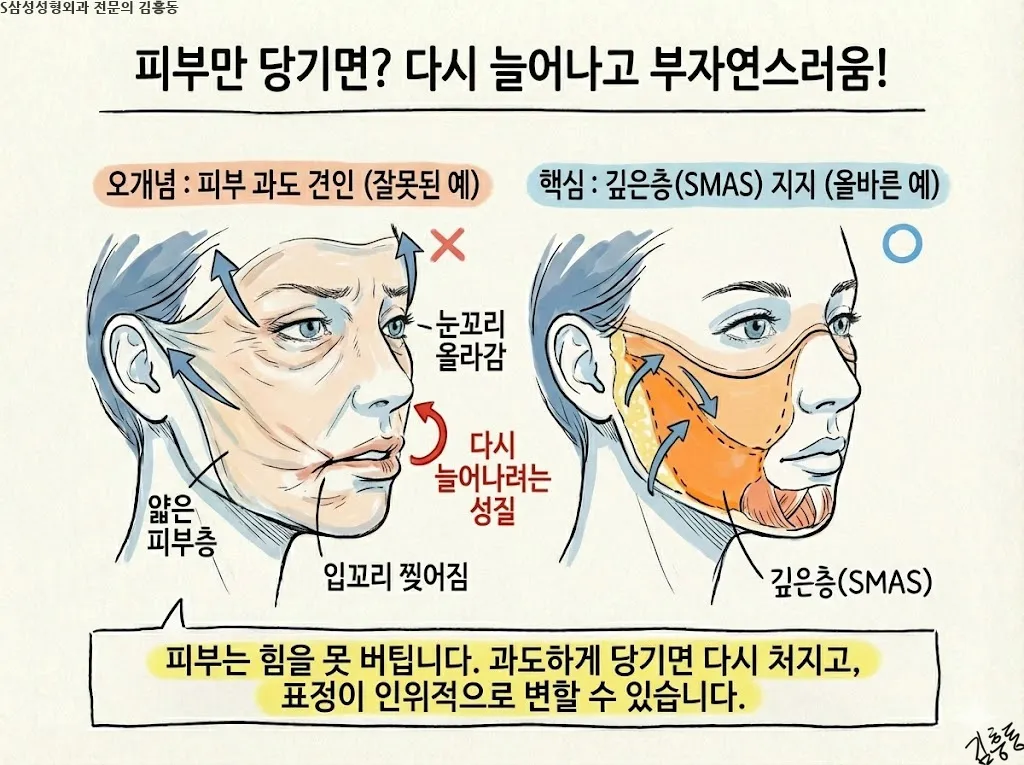 대구안면거상은 무엇을 당기는 수술인가 — 피부와 깊은층의 역할 구분