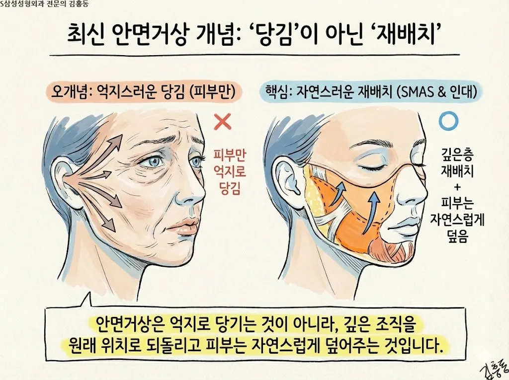 대구안면거상은 무엇을 당기는 수술인가 — 피부와 깊은층의 역할 구분