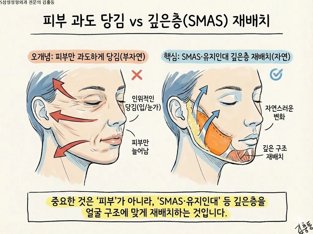 대구안면거상은 무엇을 당기는 수술인가 — 피부와 깊은층의 역할 구분