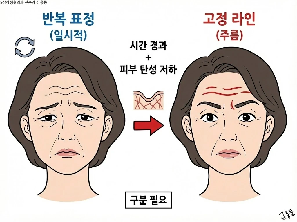 반복 표정과 고정 라인으로 이어지는 경향