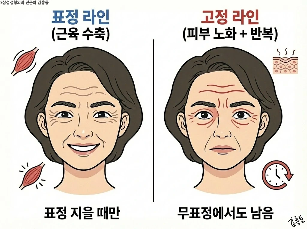 표정 라인과 고정 라인의 차이
