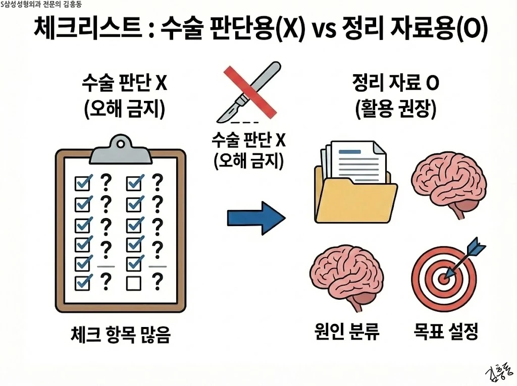 체크리스트는 판단이 아니라 정리 자료라는 안내