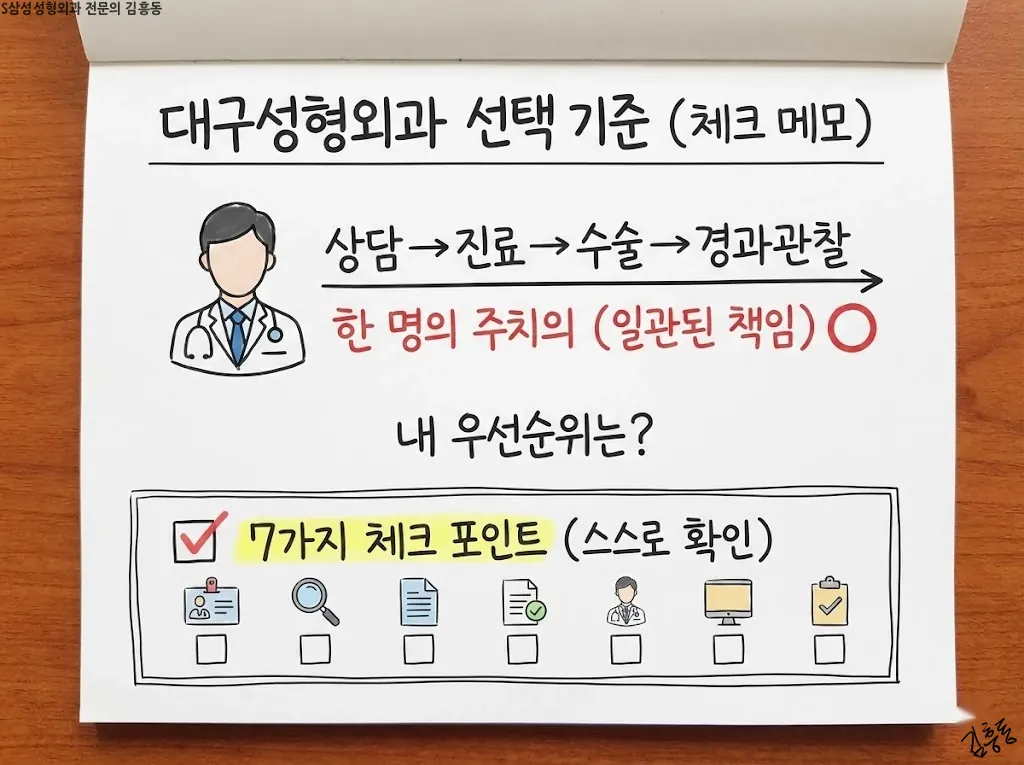 성형외과 선택 기준을 적어둔 체크 메모