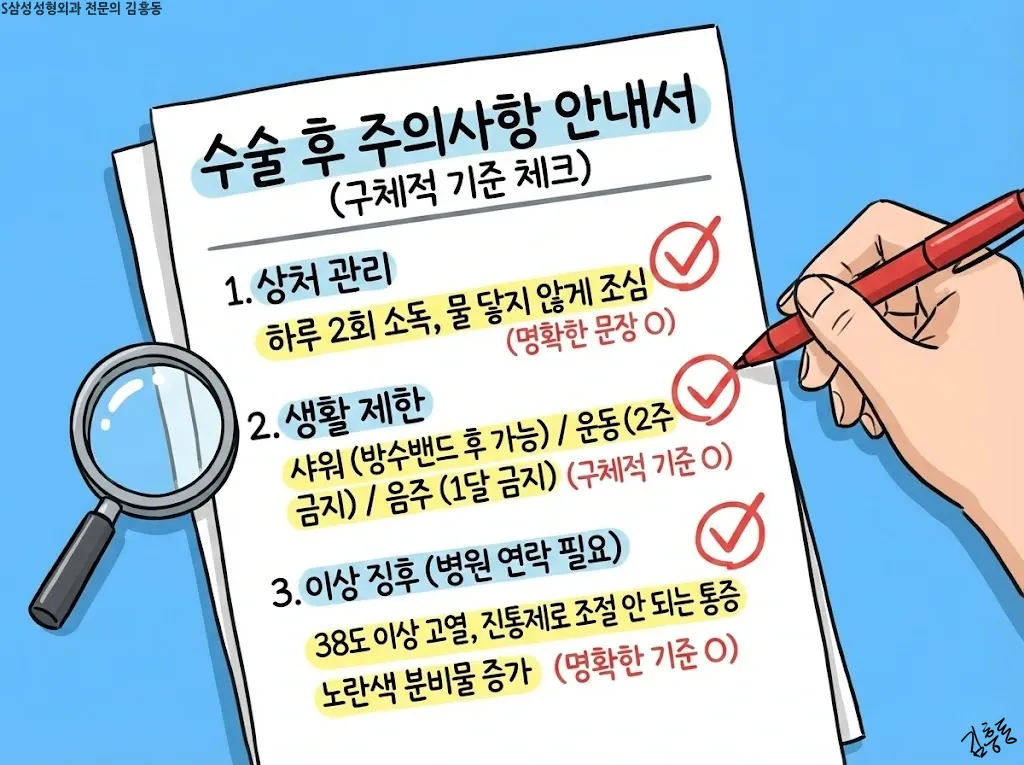 수술 후 주의사항 안내서