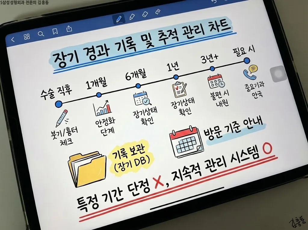 장기 경과 기록을 정리한 차트