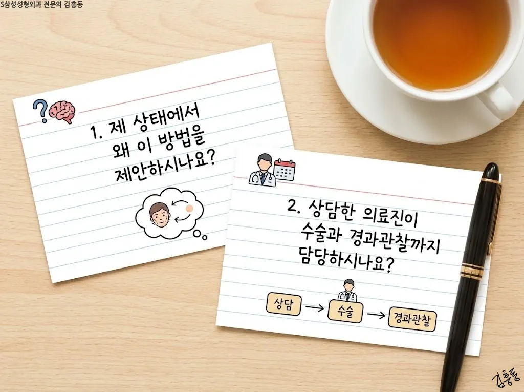상담 질문 2가지를 적어둔 카드