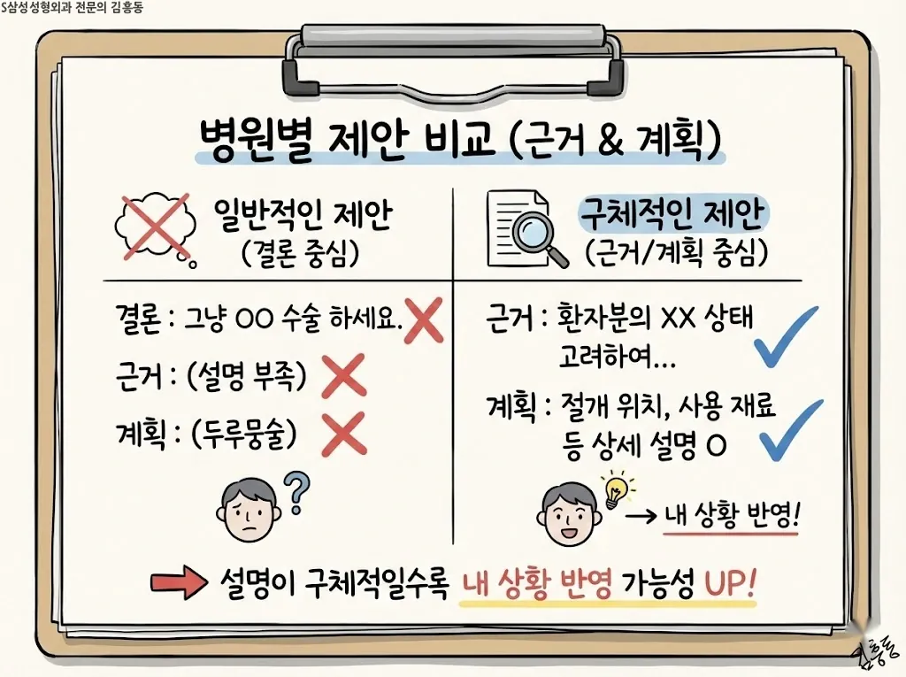 근거와 계획의 구체성을 비교하는 체크