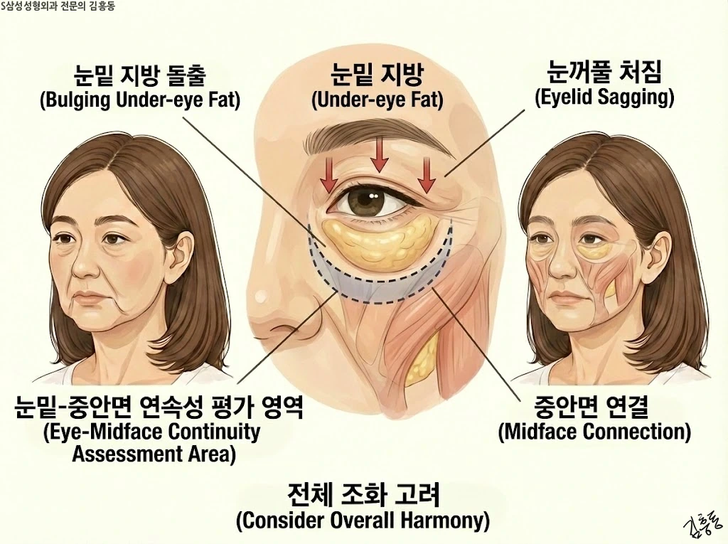 눈밑-중안면 연속 구조와 평가 포인트