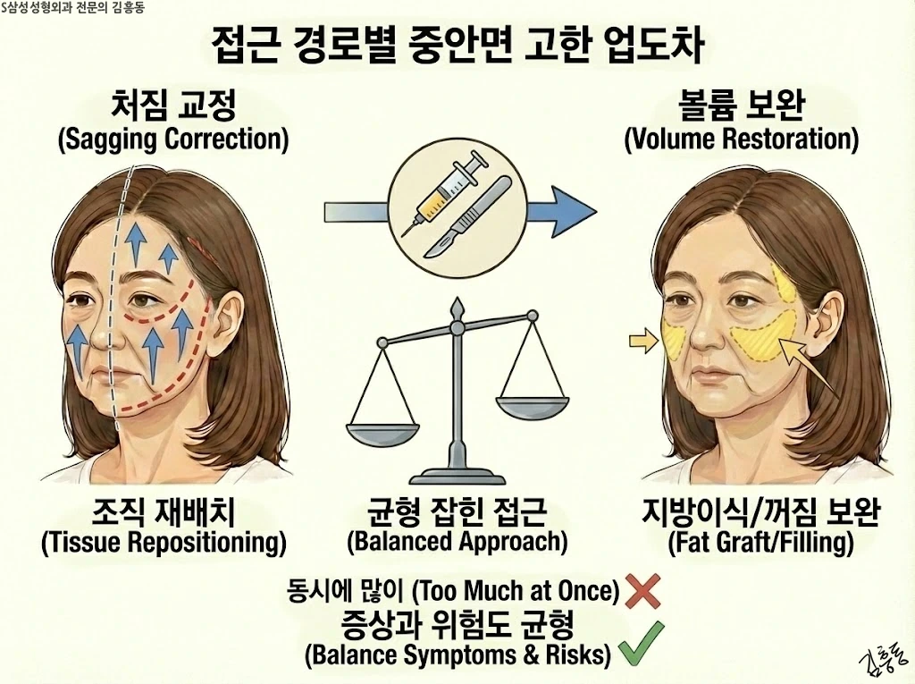 처짐 교정과 볼륨 보완의 조합 개념