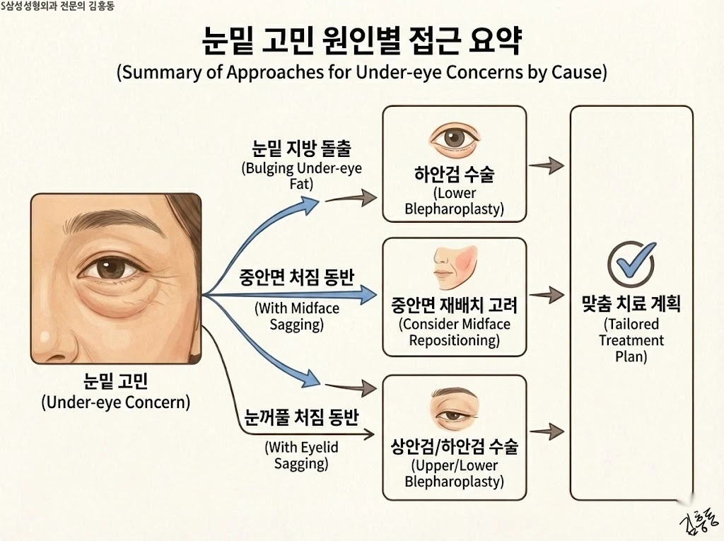 눈밑 고민 원인별 접근 요약