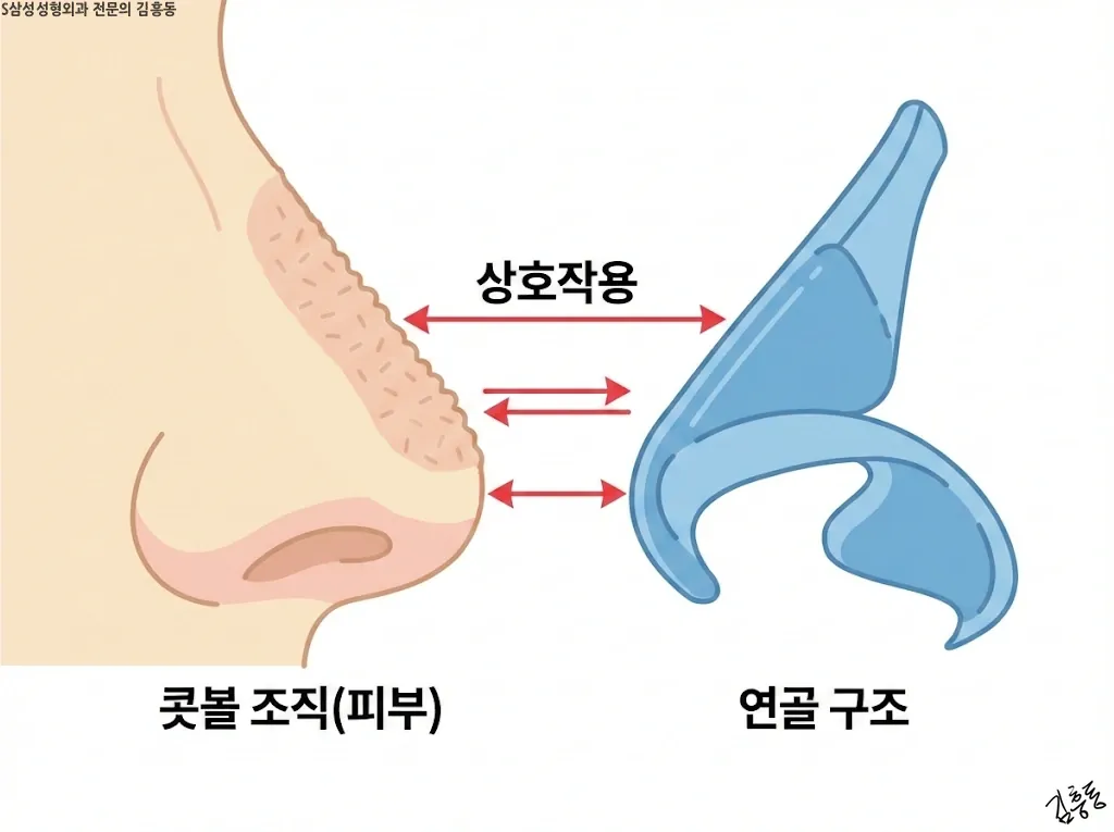 콧볼 조직과 연골 구조의 상호작용