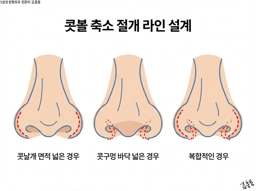 대구콧볼축소에서 콧볼 축소 절개 라인 설계