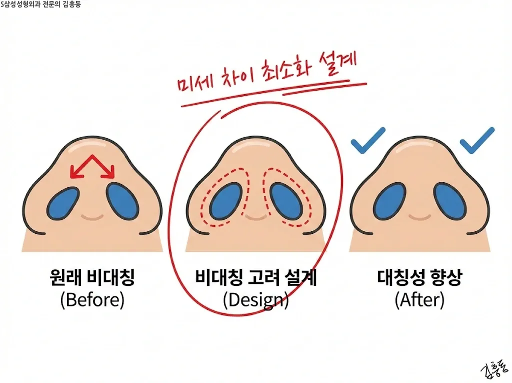 콧구멍 대칭성 고려