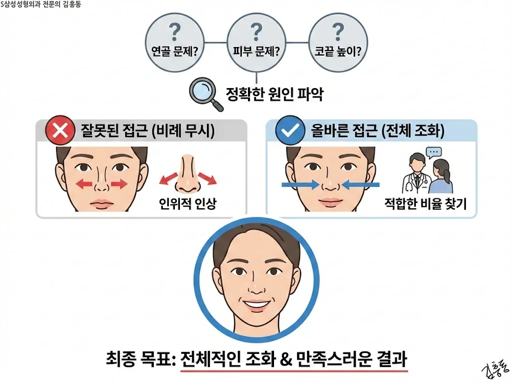 전체 조화를 고려한 코 성형 마무리