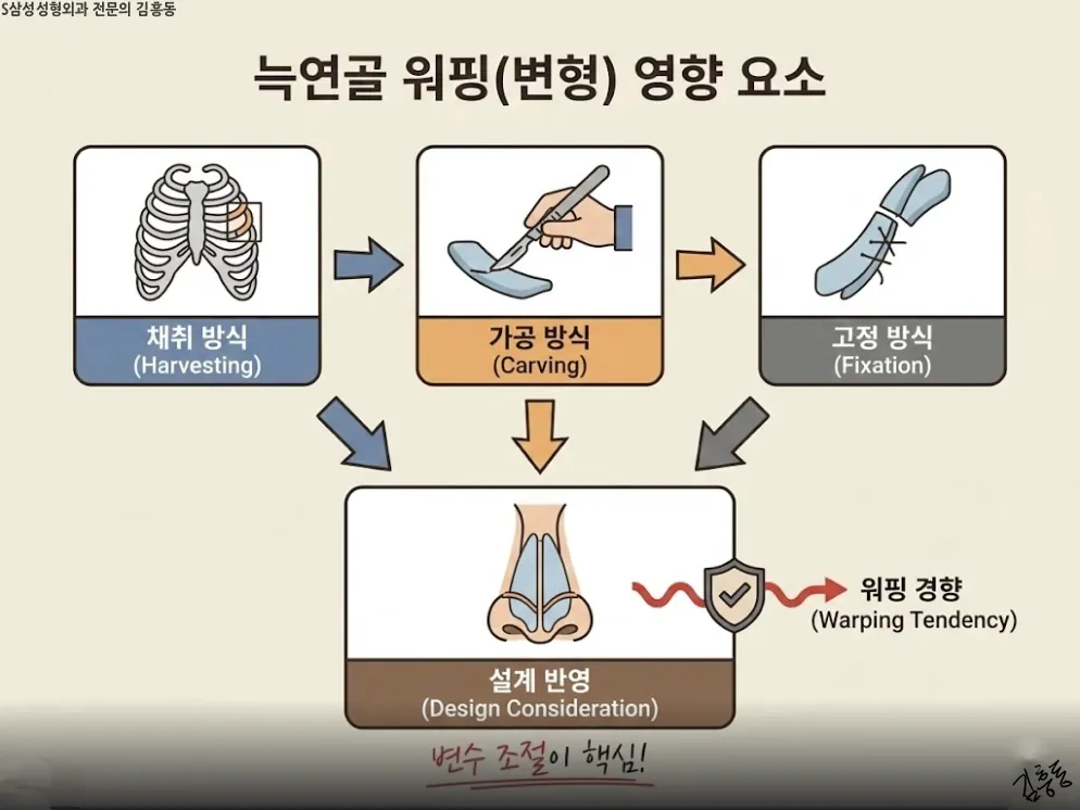 늑연골 워핑에 영향을 주는 과정