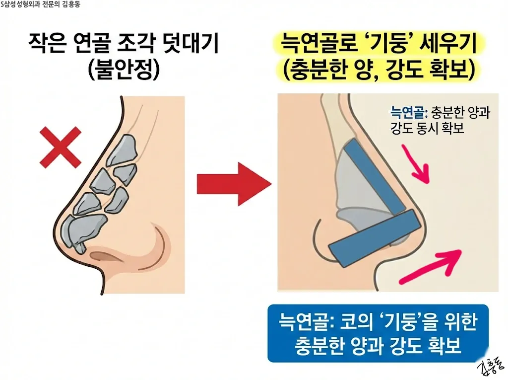 코 기둥 설계에서 늑연골의 역할