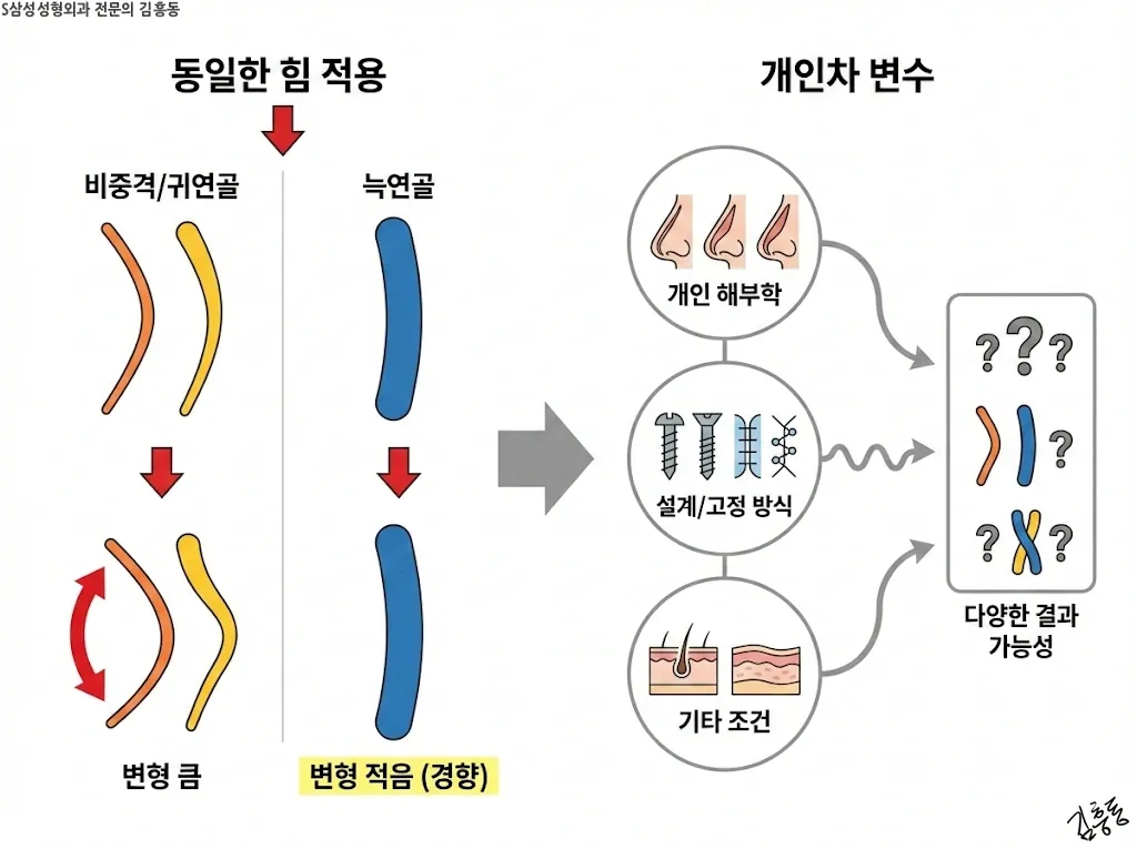 연골별 변형 경향의 개인차