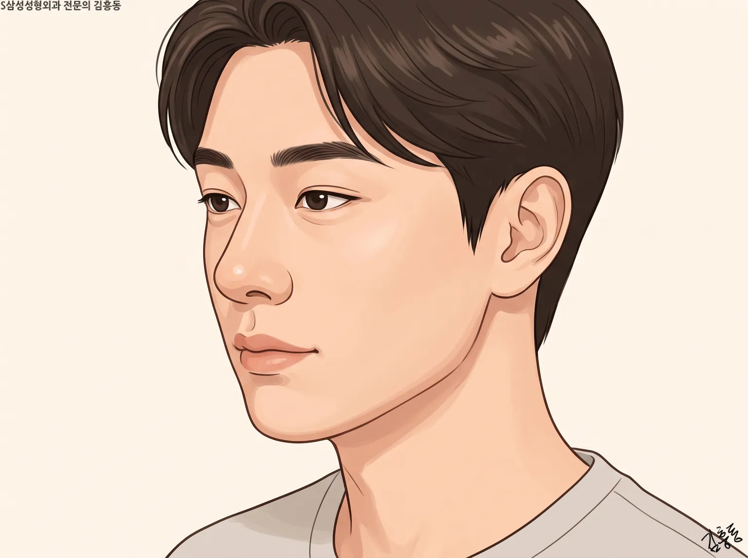 이름표나 표시 없이 비스듬히 옆을 바라보는 남성 얼굴의 평온한 모습